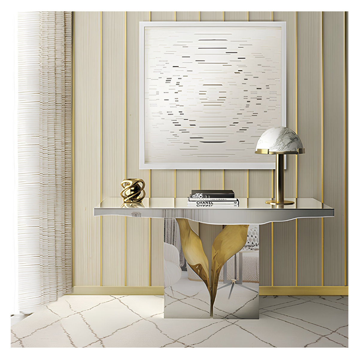 Petal Mirror Console Table